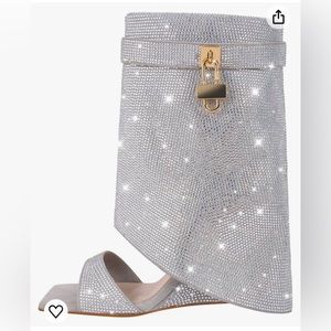 Rhinestone Boots - sandals Glitter Wedge Heeled Ankle Booty